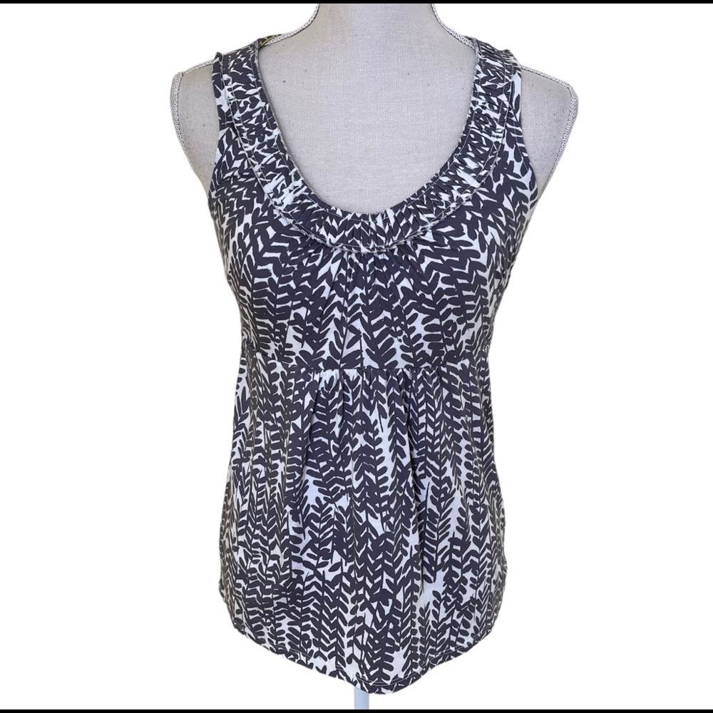 Boden Grey and White Print Sleeveless Cotton Top 2